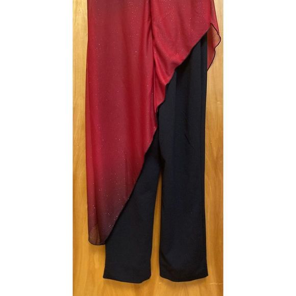 Venus Women’s Sheer overlay Jumpsuit red sparkly and black Size S - Picture 10 of 10